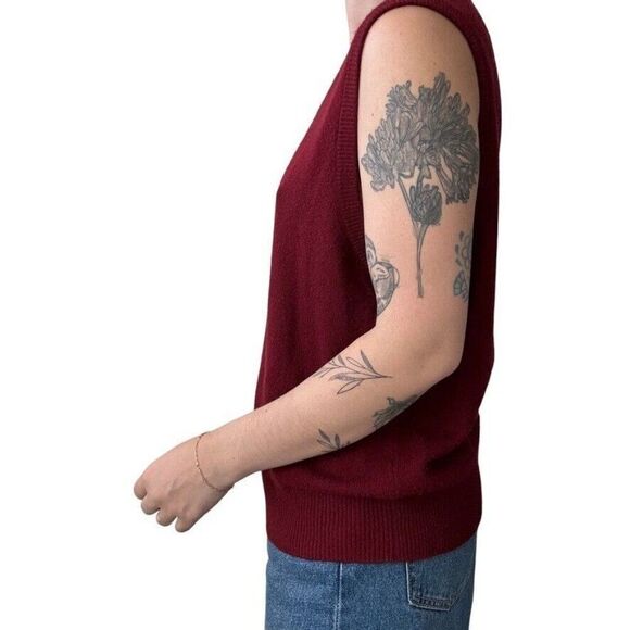 Vintage Lord & Taylor Red 100% Cashmere V Neck Sweater Vest 2 Ply Sz M - Picture 4 of 6